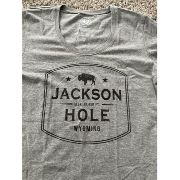 47' Brand Women Gray Short Sleeve Jackson Hole Wyoming Tee Size Medium Pull Over - Picture 2 of 12